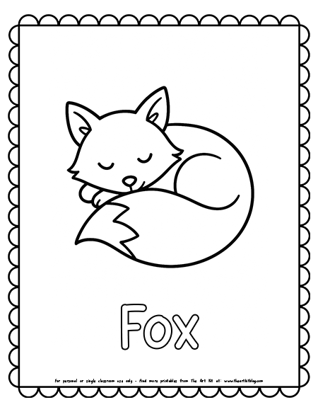 Fox Curled Up Sleeping Coloring Pages