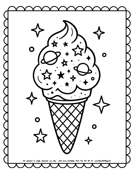 Galaxy Ice Cream Coloring Pages