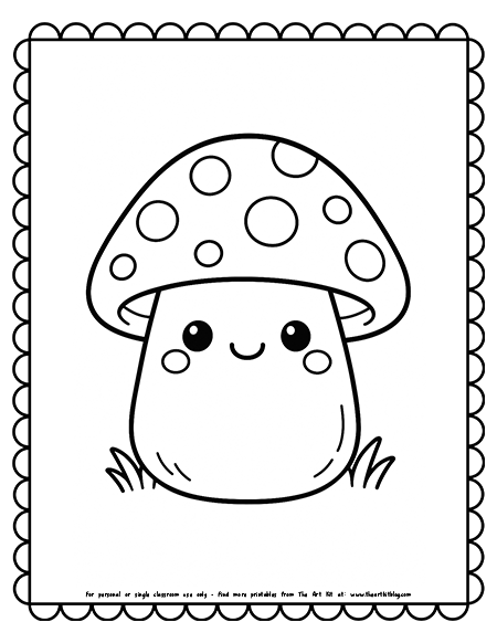 Kawaii Mushroom Coloring Pages