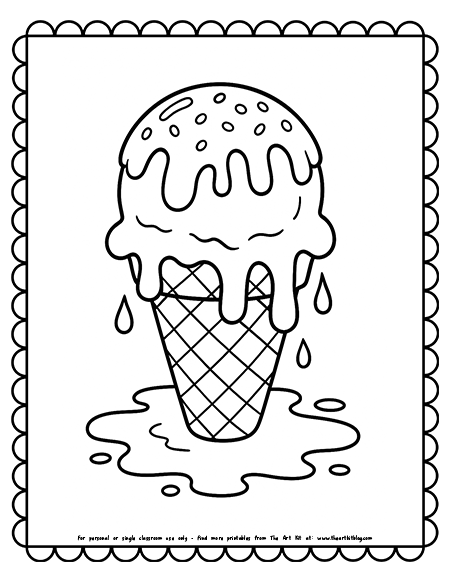 Melting Ice Cream Coloring Pages