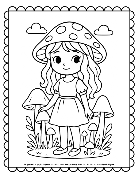 Mushroom Girl Coloring Page