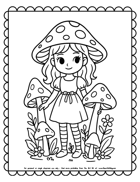 Mushroom Girl Coloring Pages