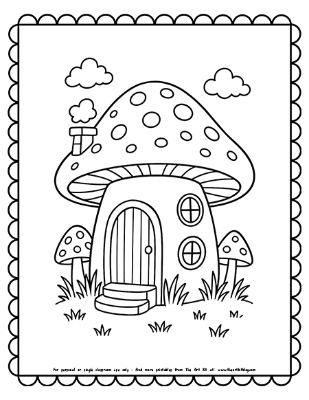 Mushroom House Coloring Page