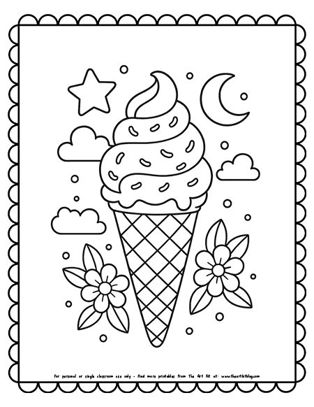 Pastel Aesthetic Ice Cream Coloring Pages