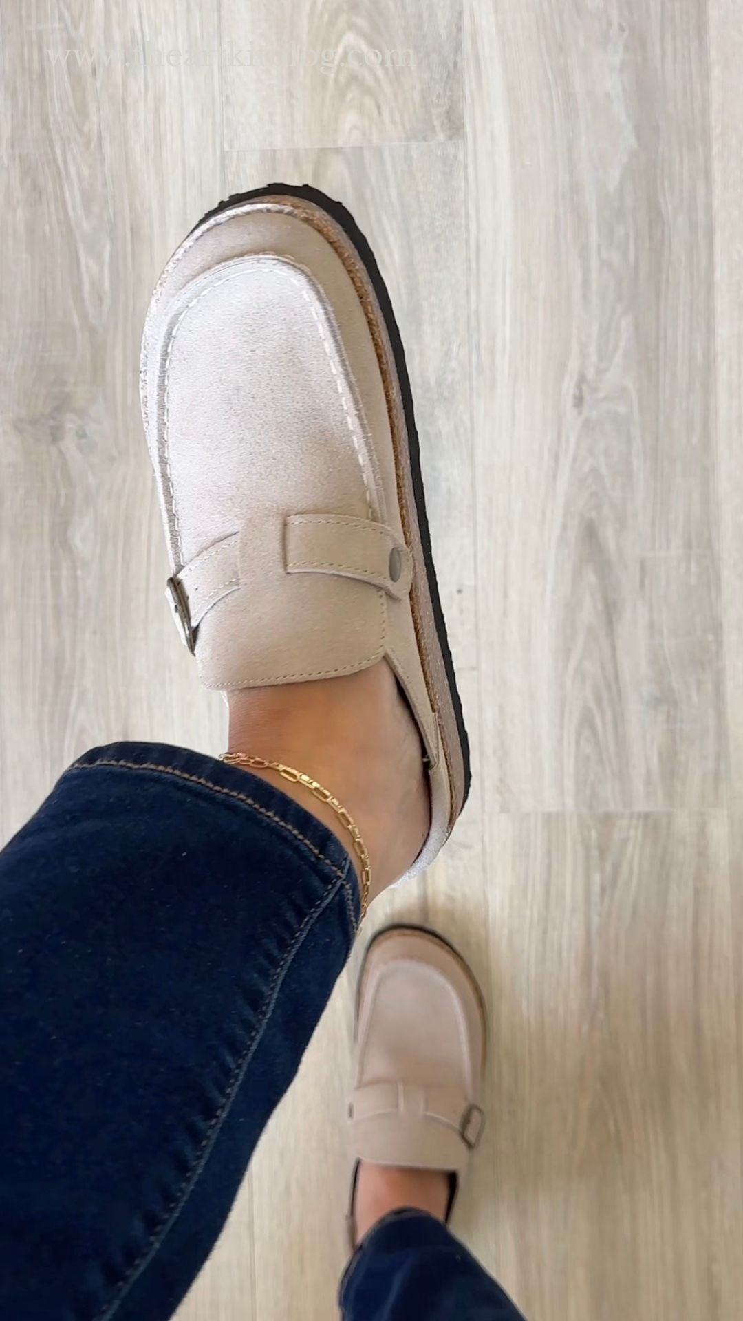 Project-Cloud-Carline-clogs-in-Stone-Suede-worn-without-socks